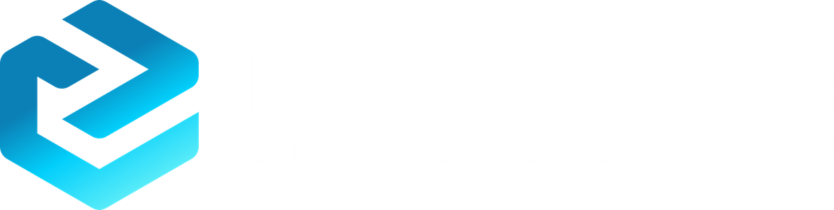 Excom Media Logo — Horizontale Ausrichtung, Für dunklen Grund
