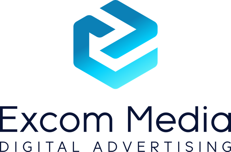 Excom Media Logo — Vertikale Ausrichtung, Für hellen Grund