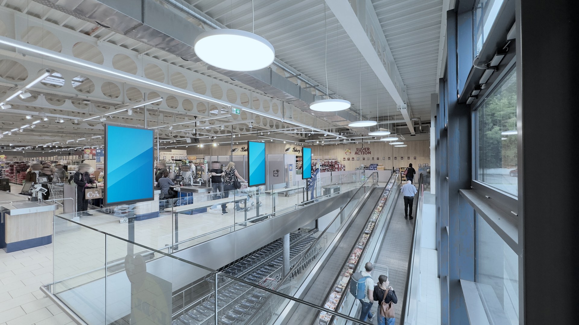DOOH advertising screens in the Lidl store in Bevaix (Switzerland)