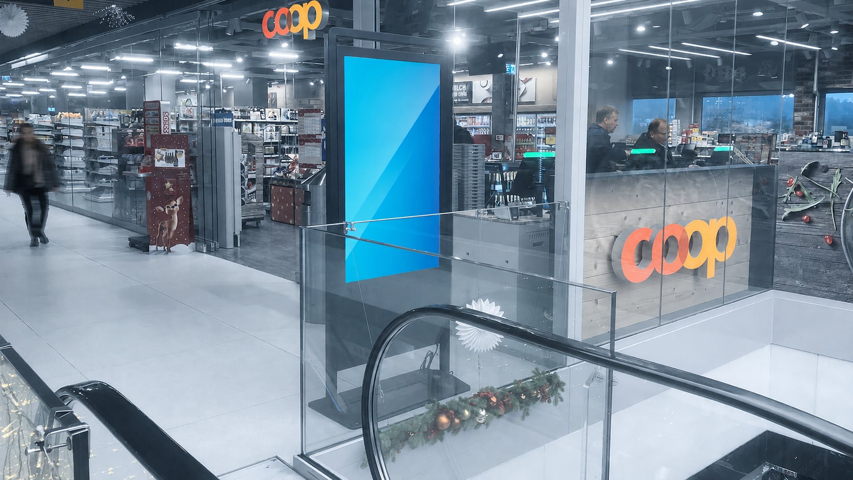 Aire commerciale de Würenlos — écran publicitaire DOOH