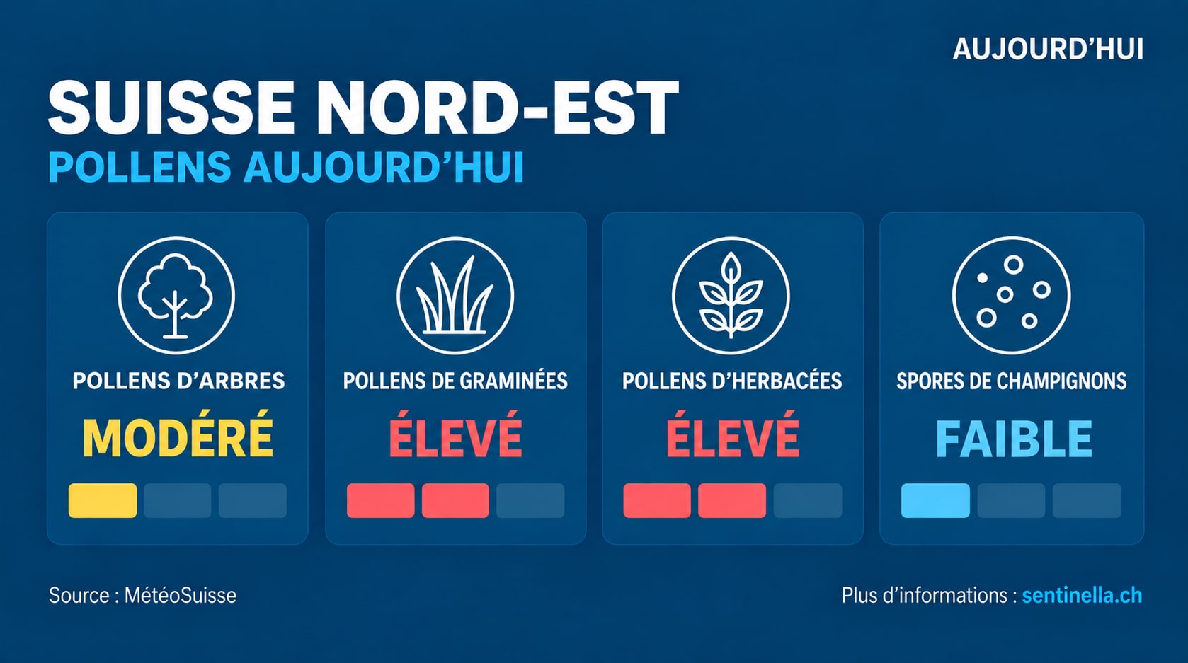 Pollens sur un écran dans une pharmacie