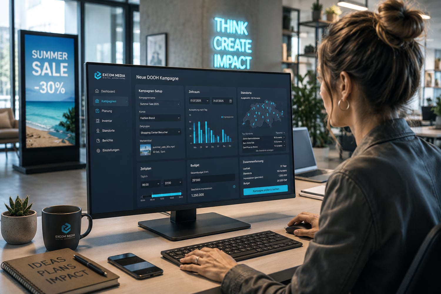Programmatic DOOH booking in the Excom Media dashboard